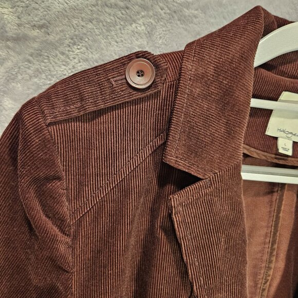 Halgen Corduroy Jacket Womens L Brown Blazer lined pockets notched shoulder tabs - Picture 9 of 16